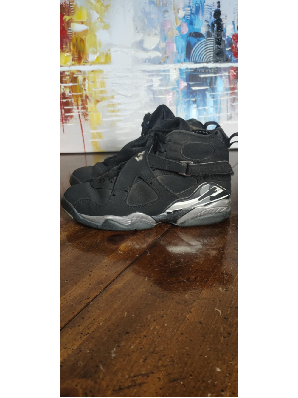 Jordan Air Jordan 8 Retro Shoes Youth Size 6Y Black Nubuck Sneakers 305368-003